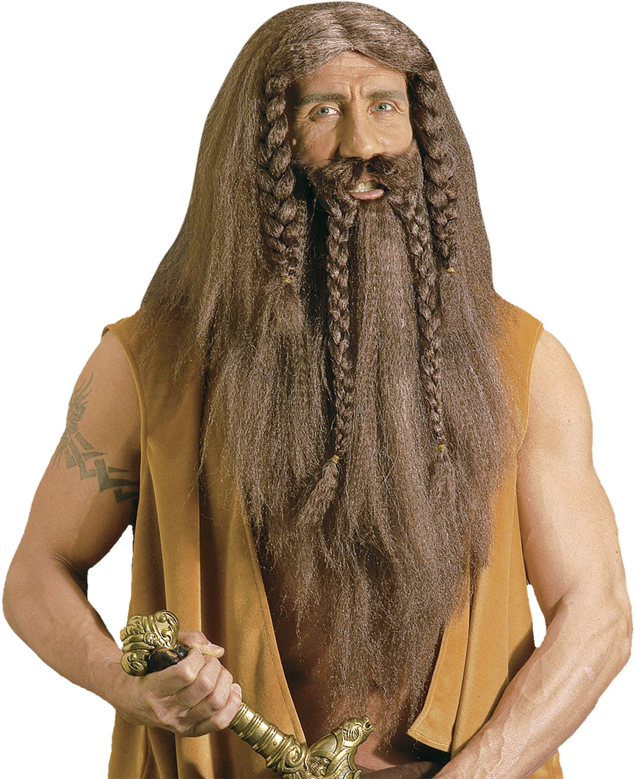 Barbaar Pruik met Baard en Snor