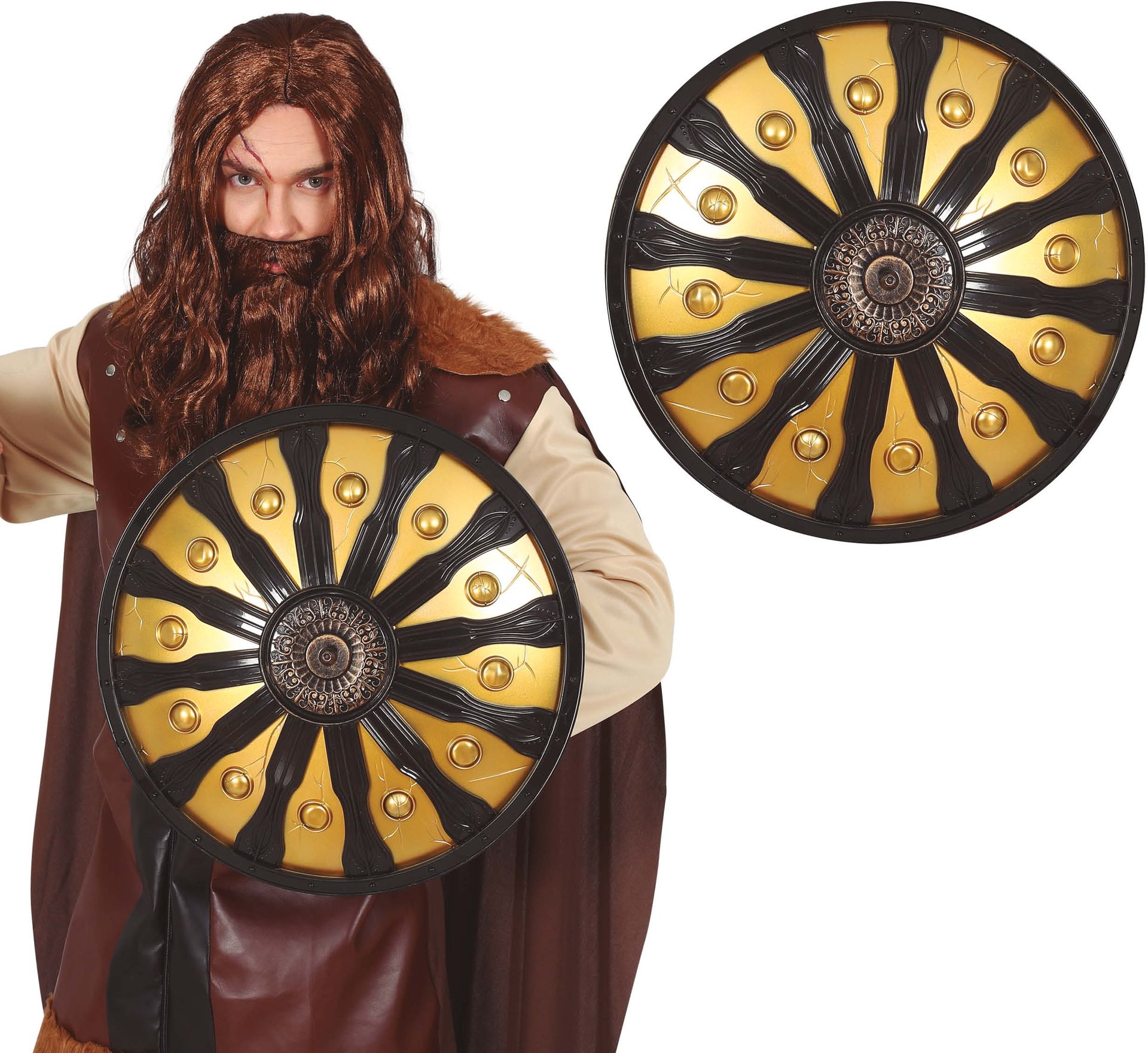 Barbaren Zeerover Schild Zwart Goud 45cm