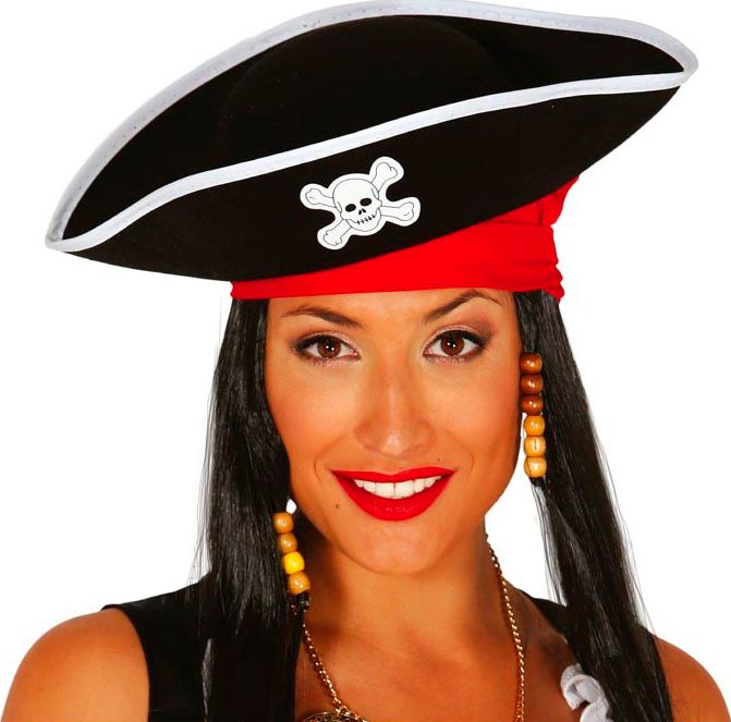 Basic Piratenhoed Zwart met Doodskop