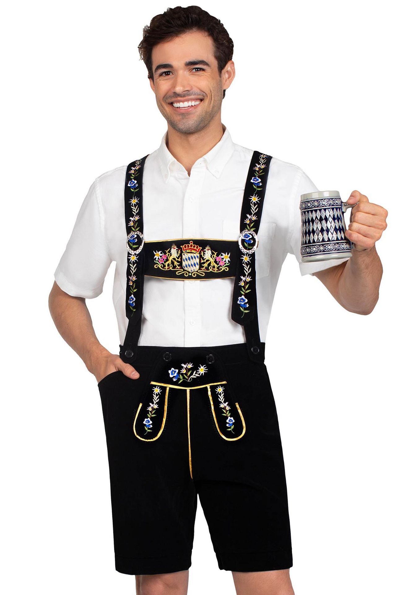 Bavarian Zwarte Lederhosen Heren