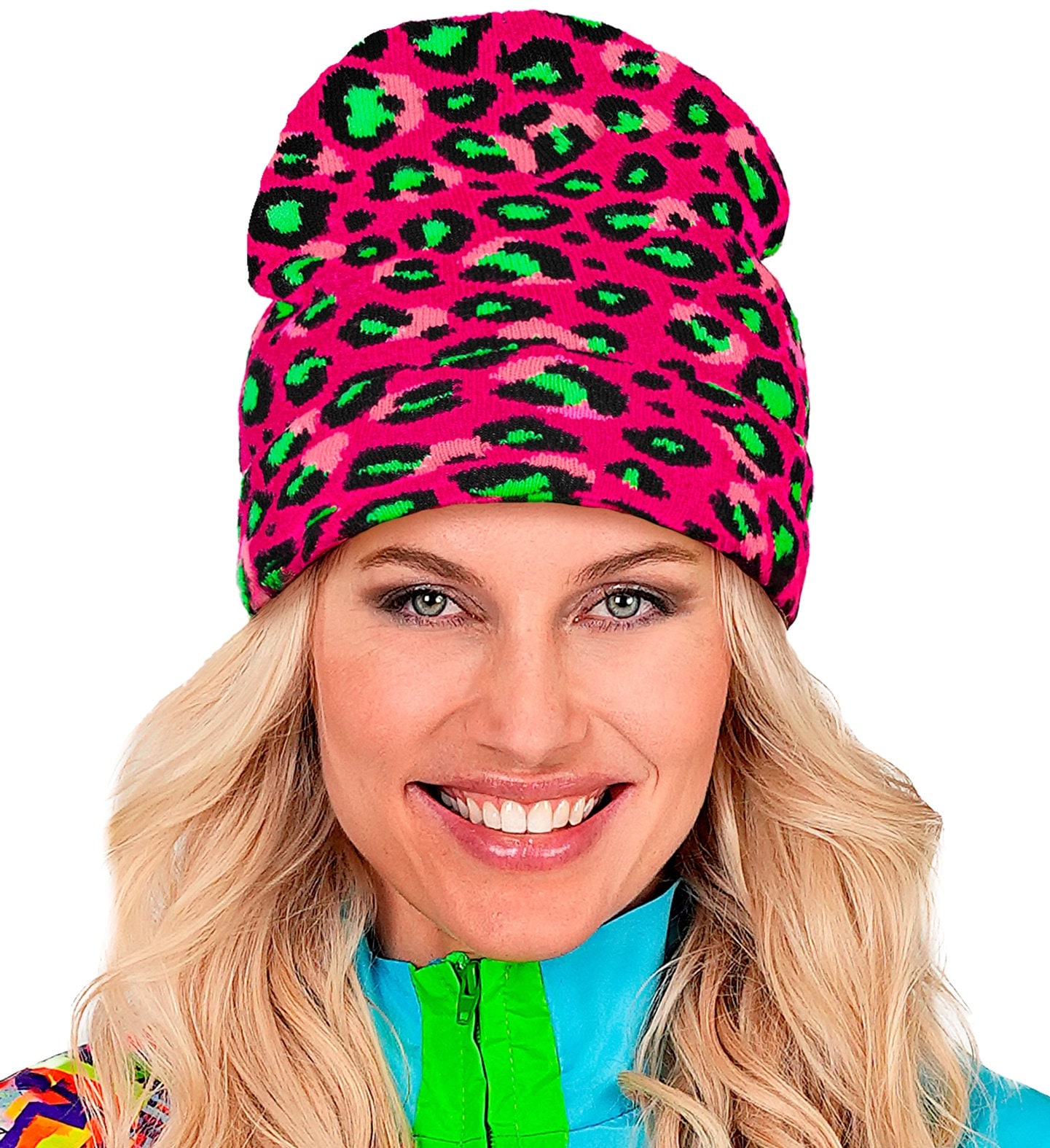 Beanie Carnaval Muts Neon Roze Panterprint Dames Mannen
