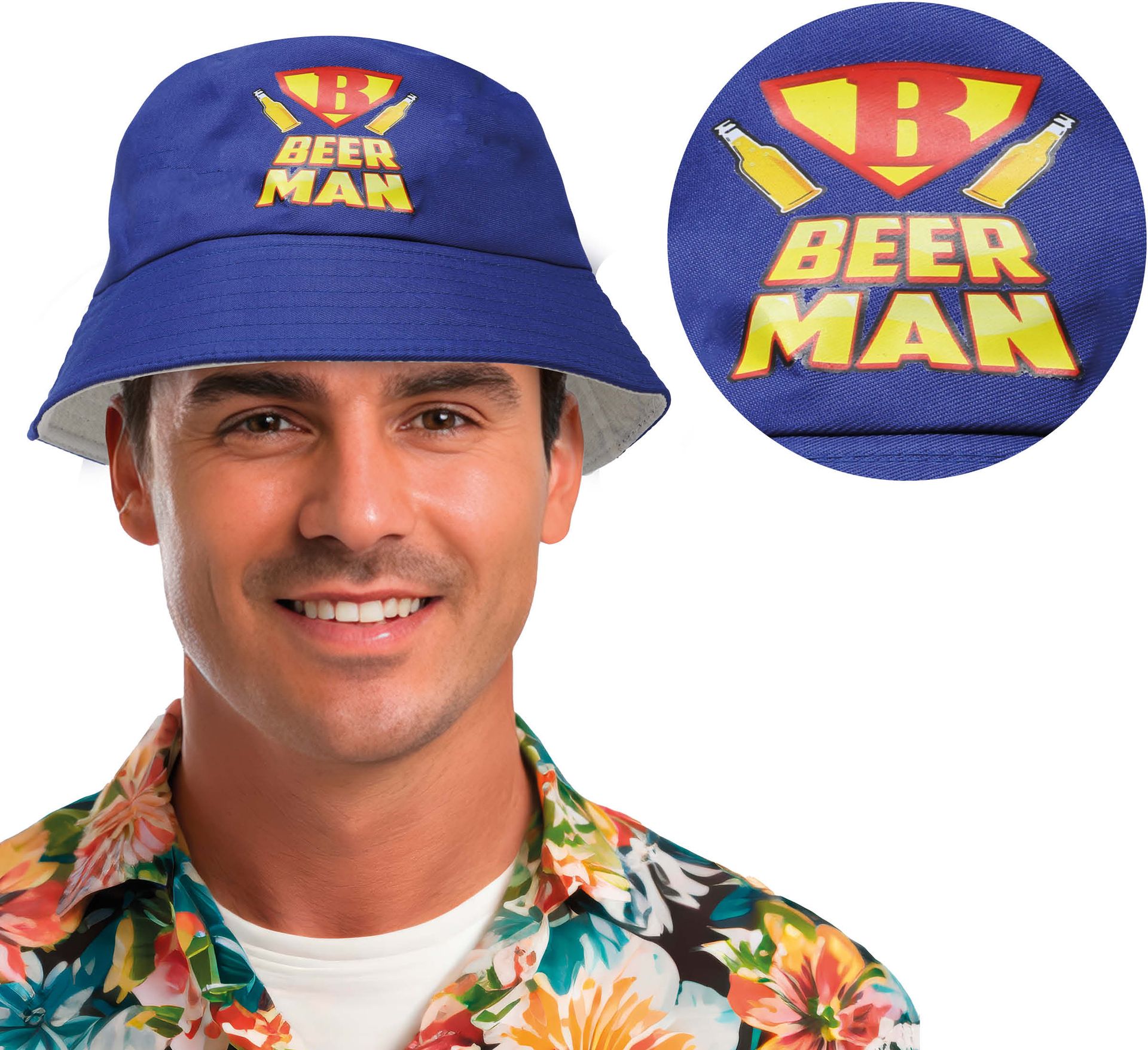 Beer Man Bucket Hat Blauw
