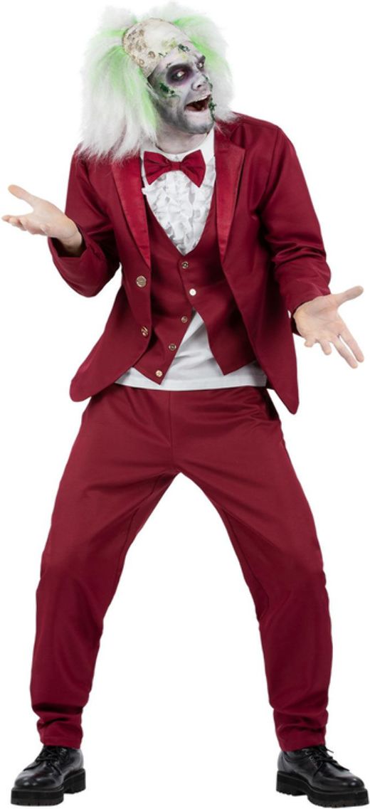 Beetlejuice Groom Kostuum Heren Rood