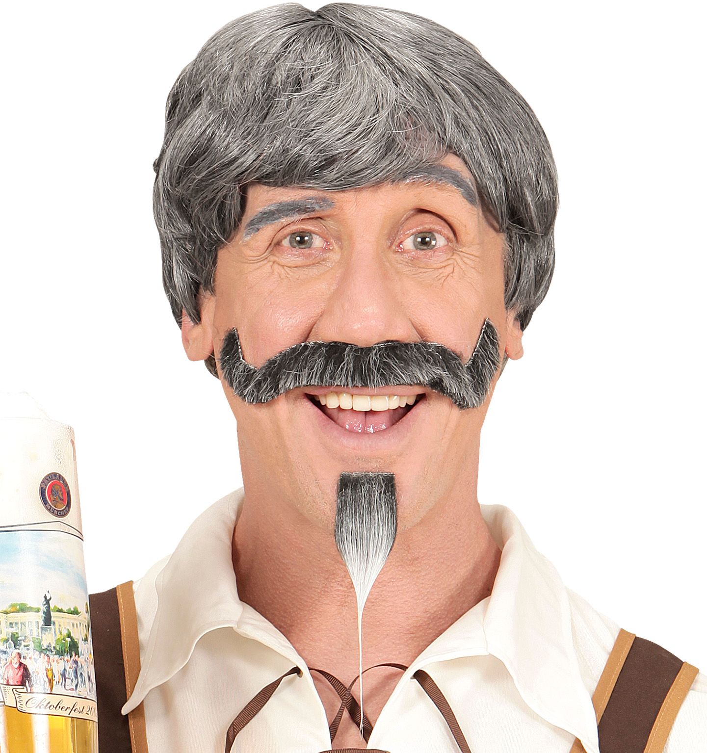 Beierse Pruik met Snor en Sik