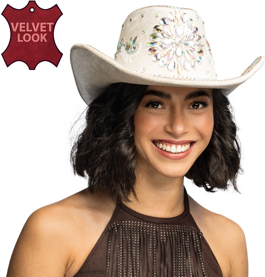 Beige Cowboyhoed met Juwelen