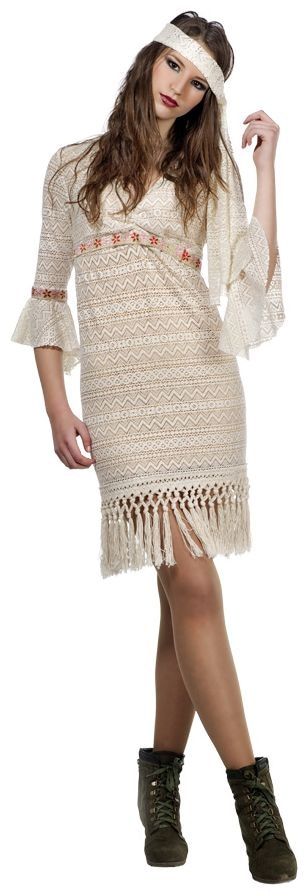 Beige Hippie Kostuum