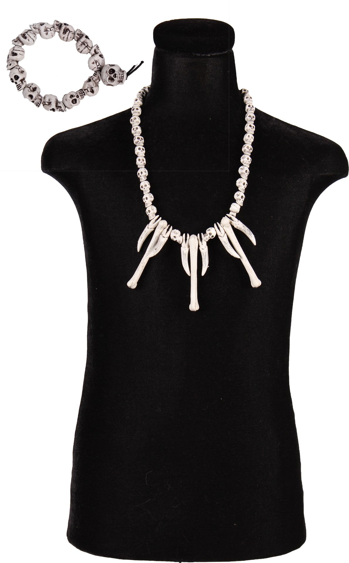 Beige Ketting en Armband met Botjes en Schedels Halloween