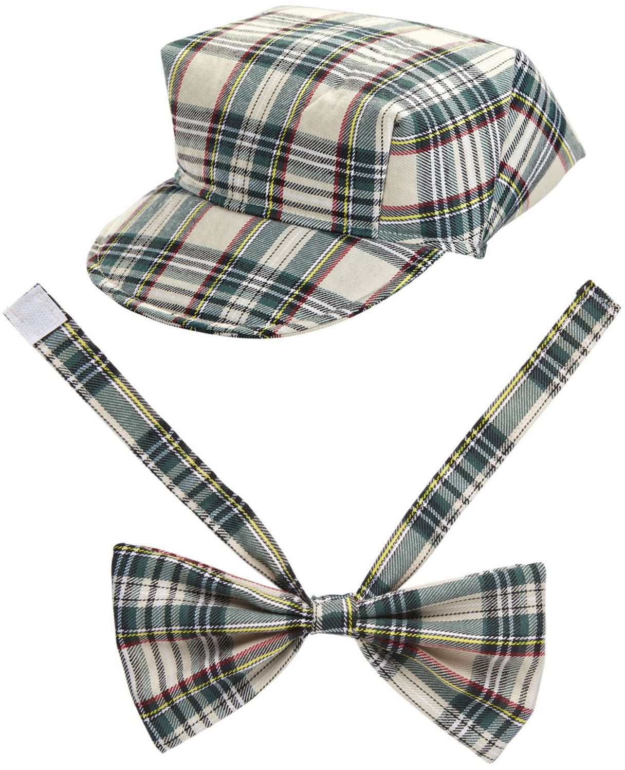 Beige Tartan Pet met Strik