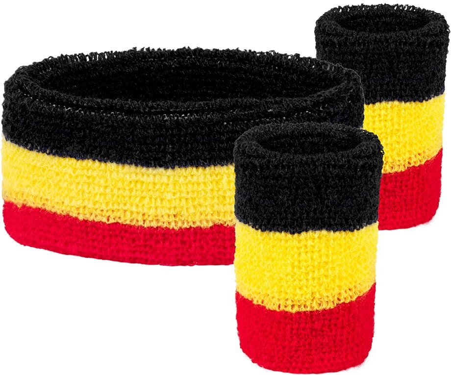België zweetbandjes set zwart geel rood