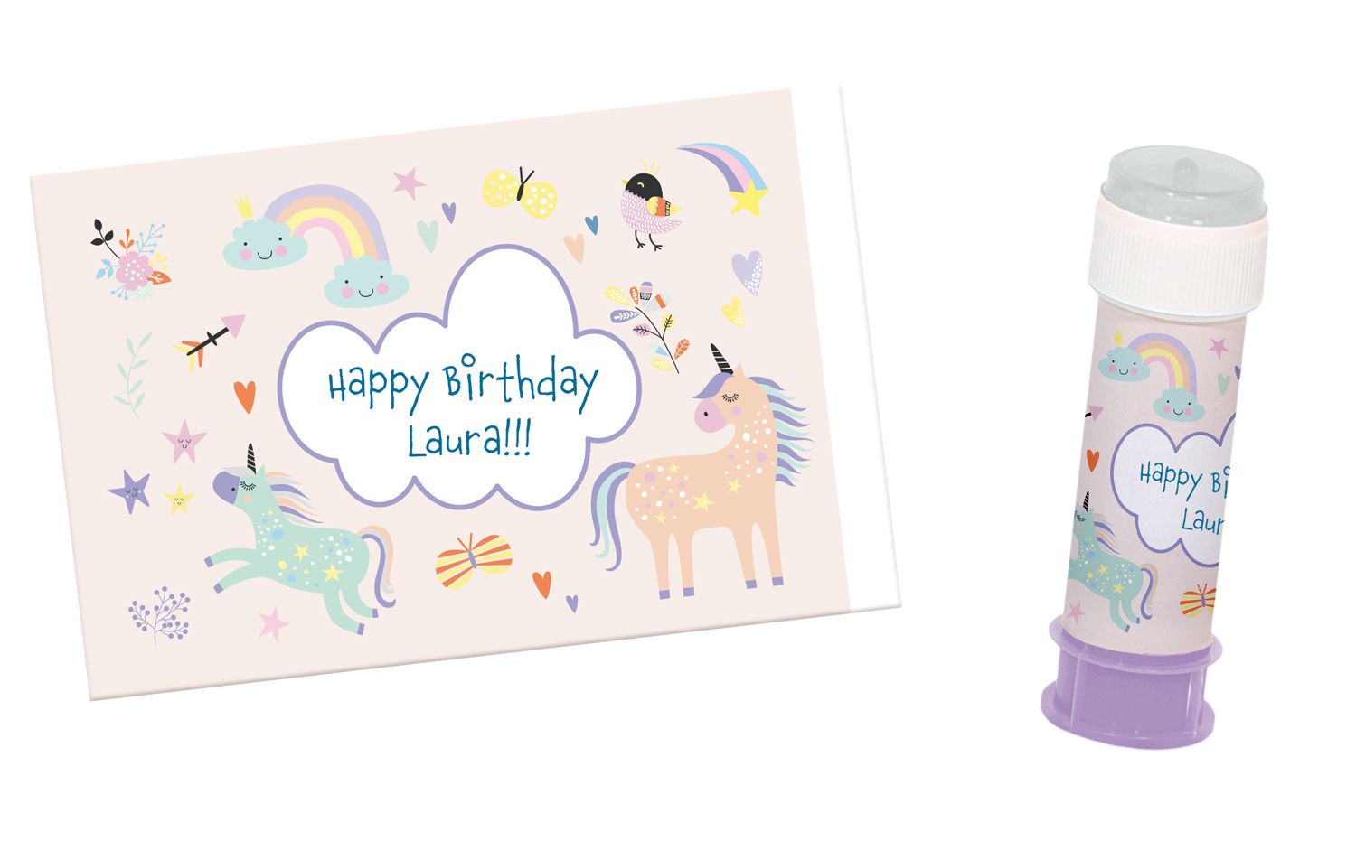 Bellenblaas Sticker Unicorns & Rainbows