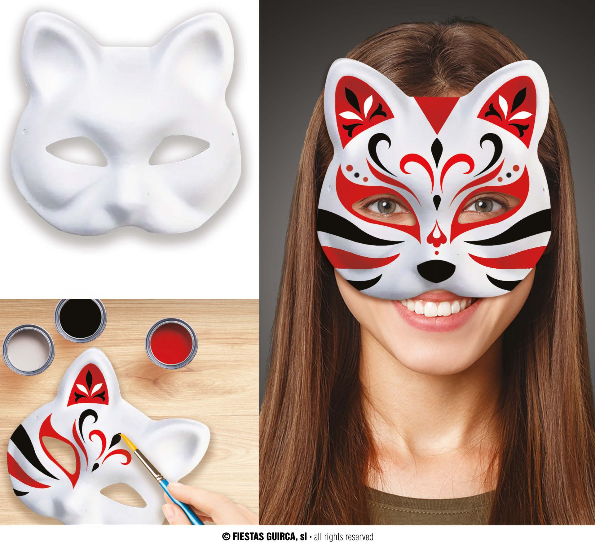 Beschilderbaar Halfmasker Kat Wit