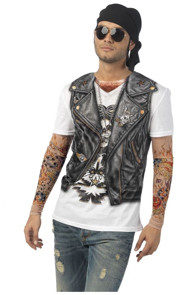 Biker Shirt met Tatoeage Mouwen