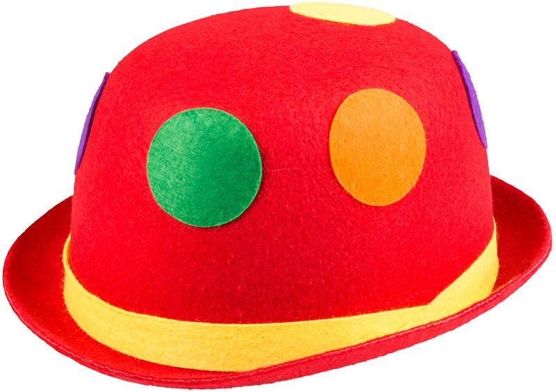 Binky bowler clown hoed rood
