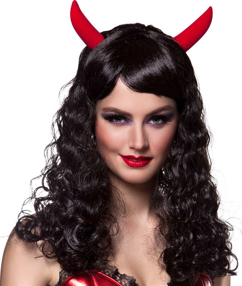 Black Anger Duivel Pruik Zwart