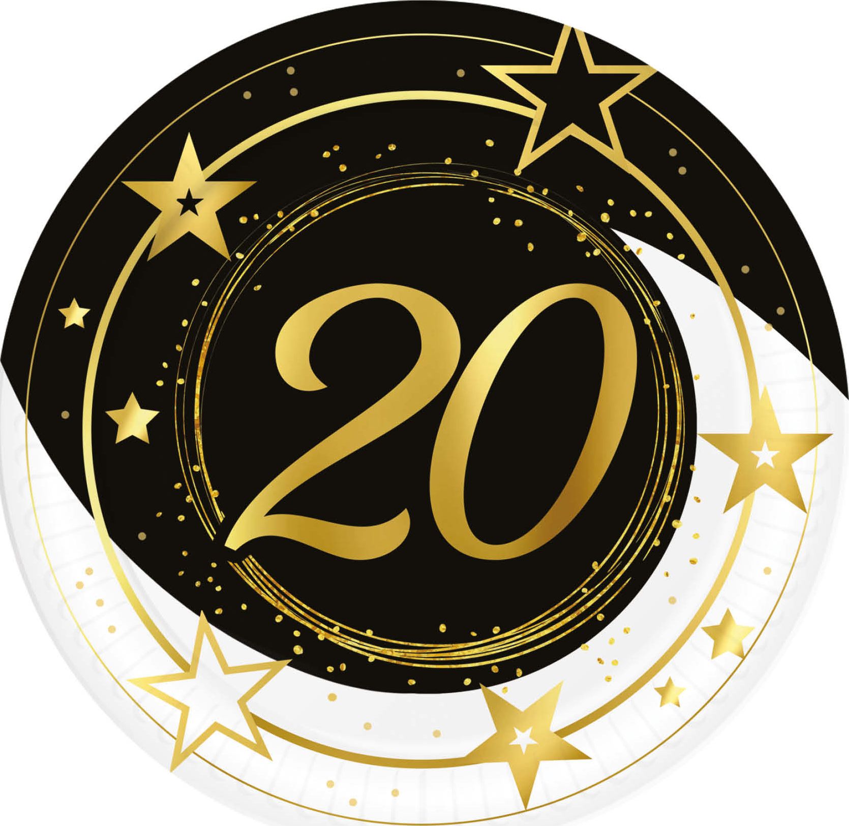 Black Gold 20 Jaar Verjaardag Wegwerp Bordjes