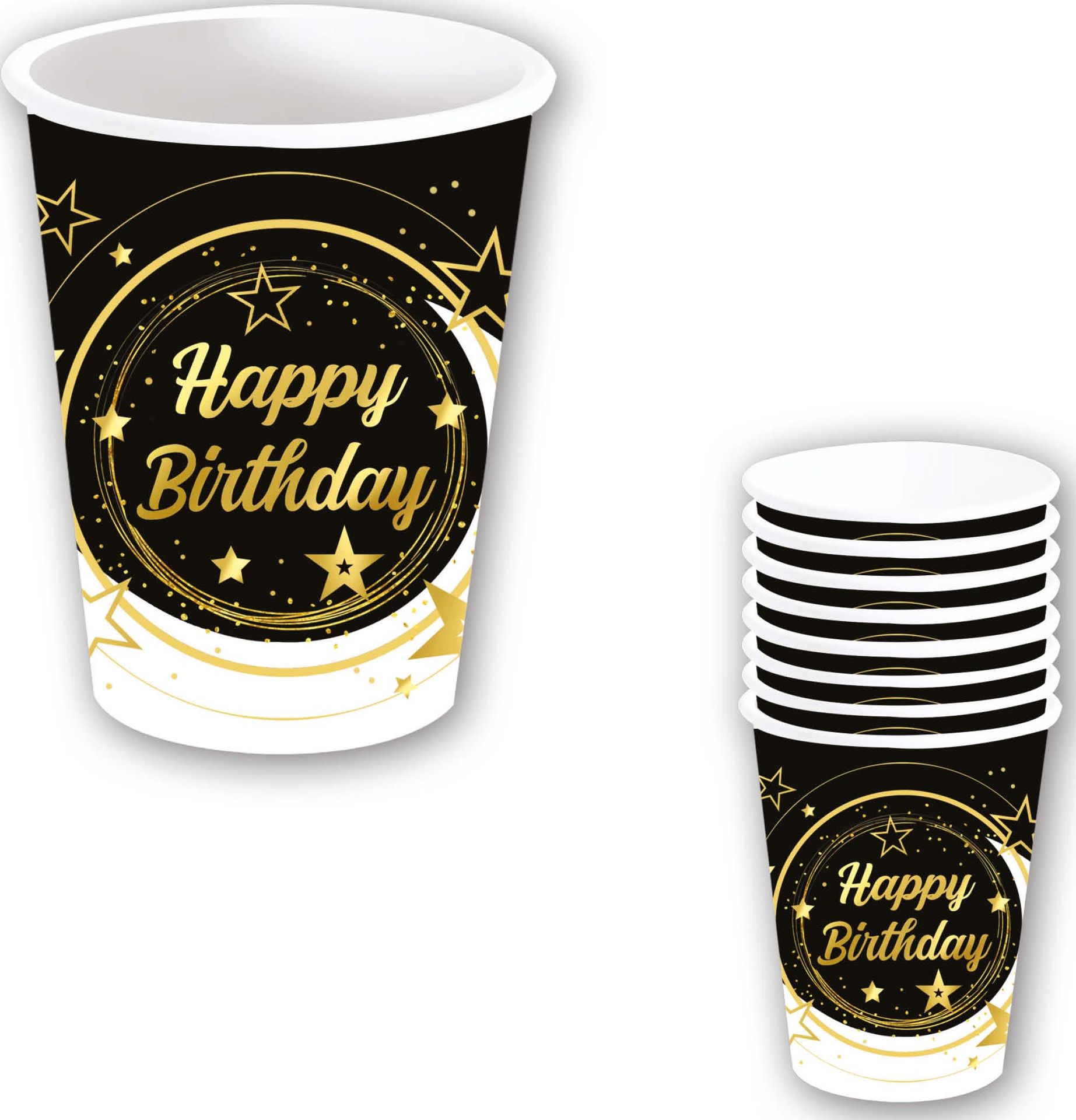 Black Gold Happy Birthday Partybekers