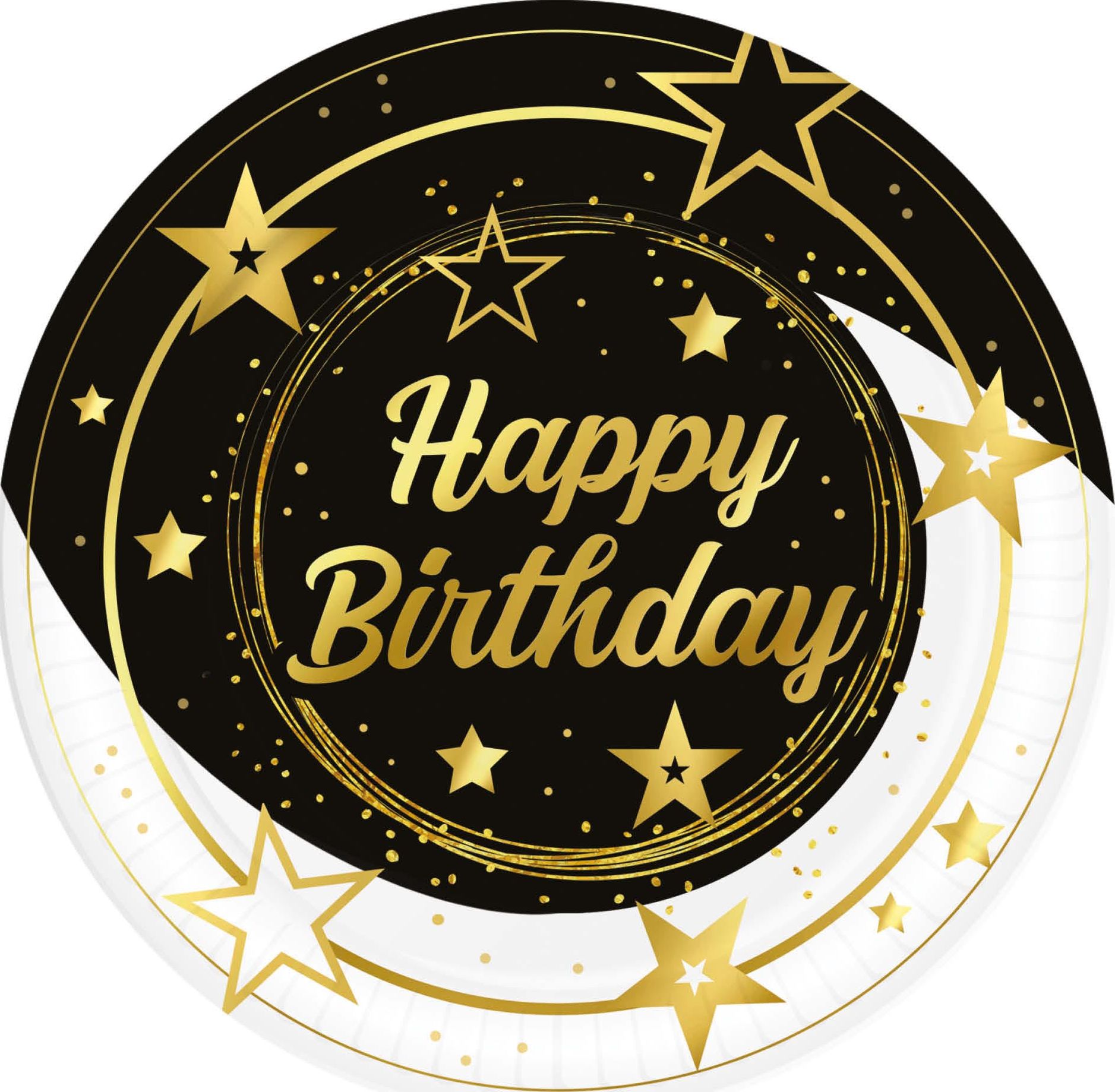 Black Gold Happy Birthday Wegwerp Bordjes