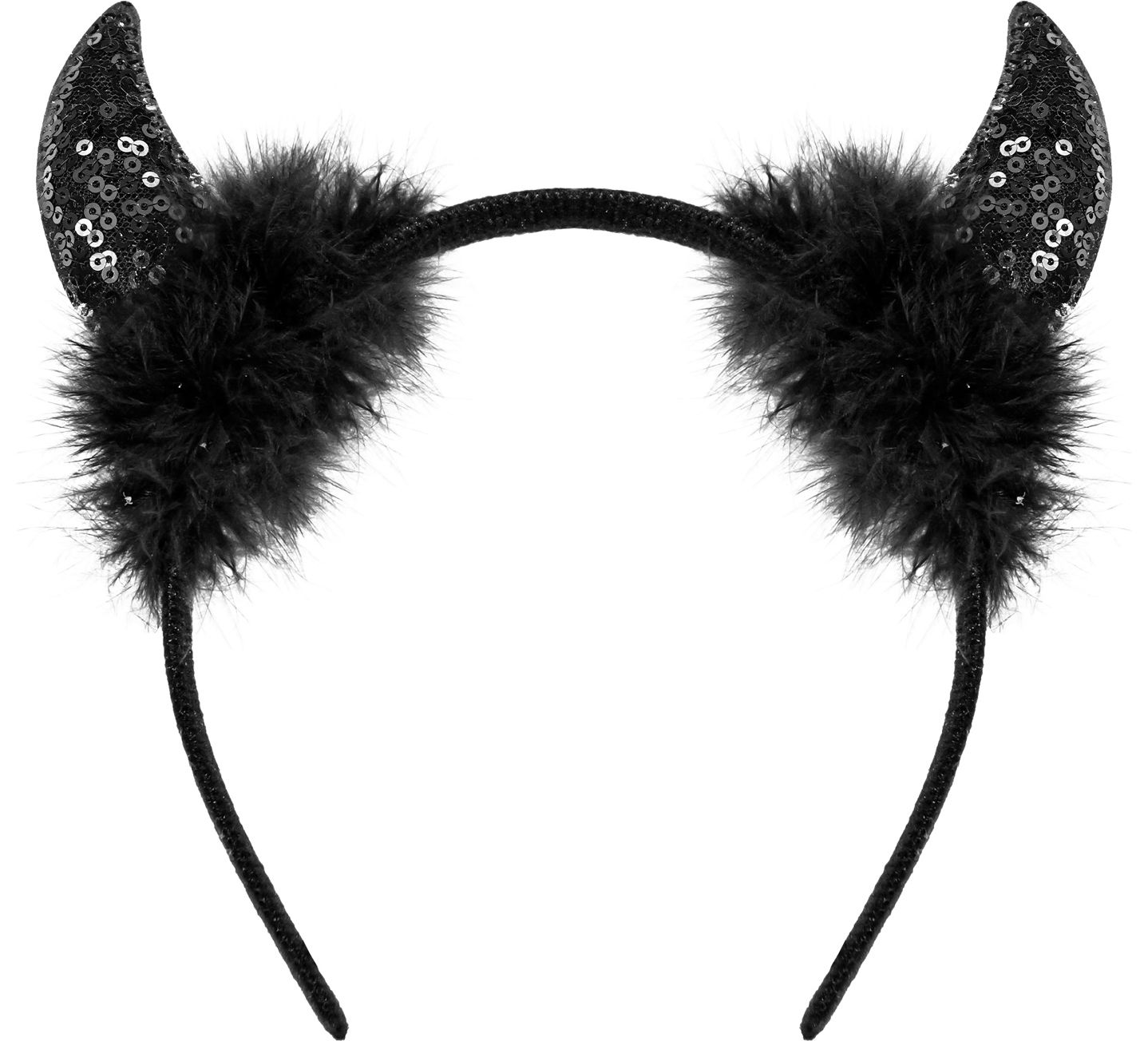 Black Pailletten Hoorntjes Haarband