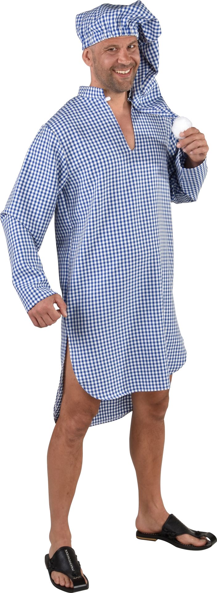 Blauw Geblokt Nachthemd