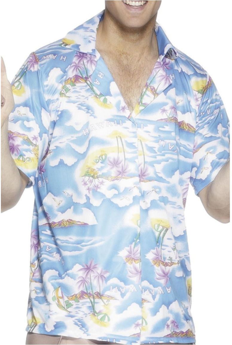 Blauw hawaii shirt heren