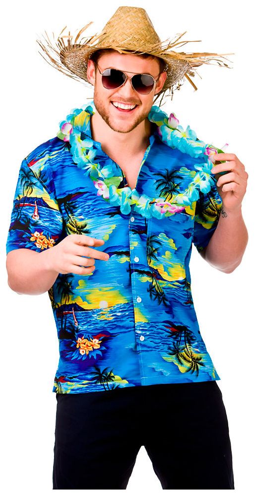 Blauw hawaiiaans shirt