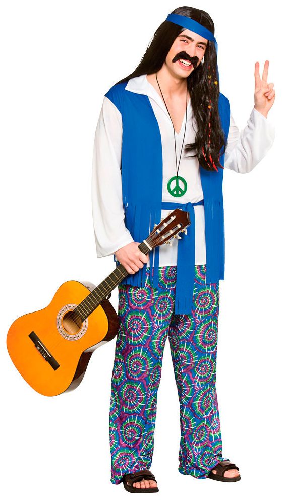 Blauw hippie kostuum man