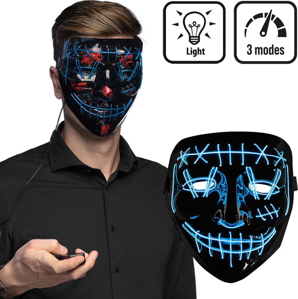Blauw Led Masker met Killer Smile Halloween