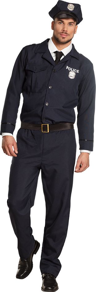 Blauw politie officier kostuum man