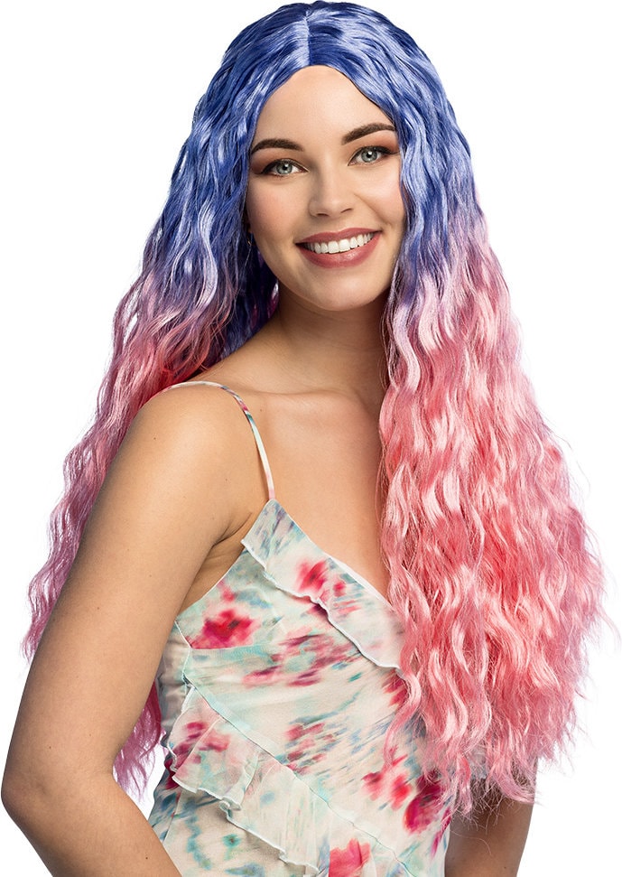 Blauw Roze Pastel Zeemeermin Pruik Dames