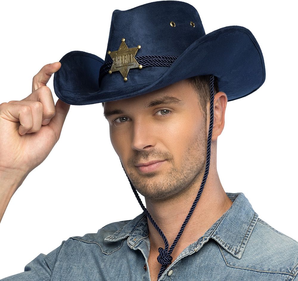 Blauw Suède Sheriff Cowboyhoed