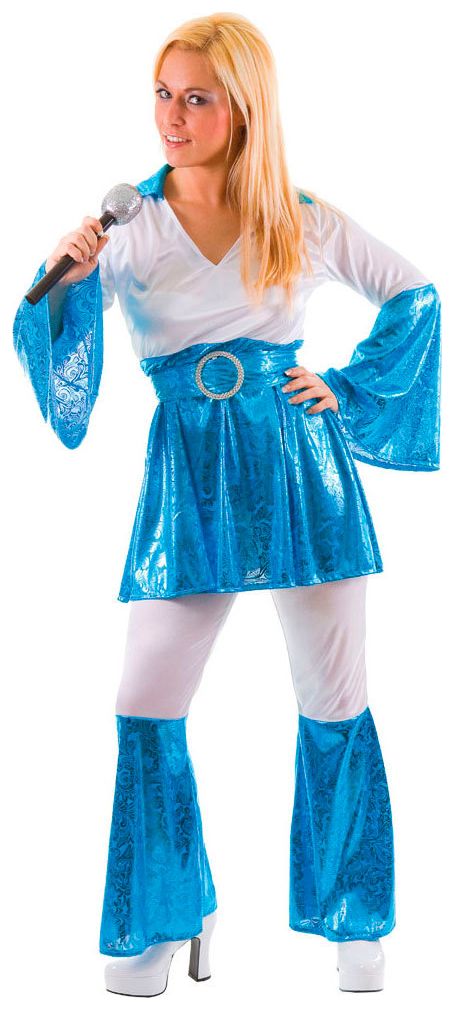 Blauw wit Abba kostuum