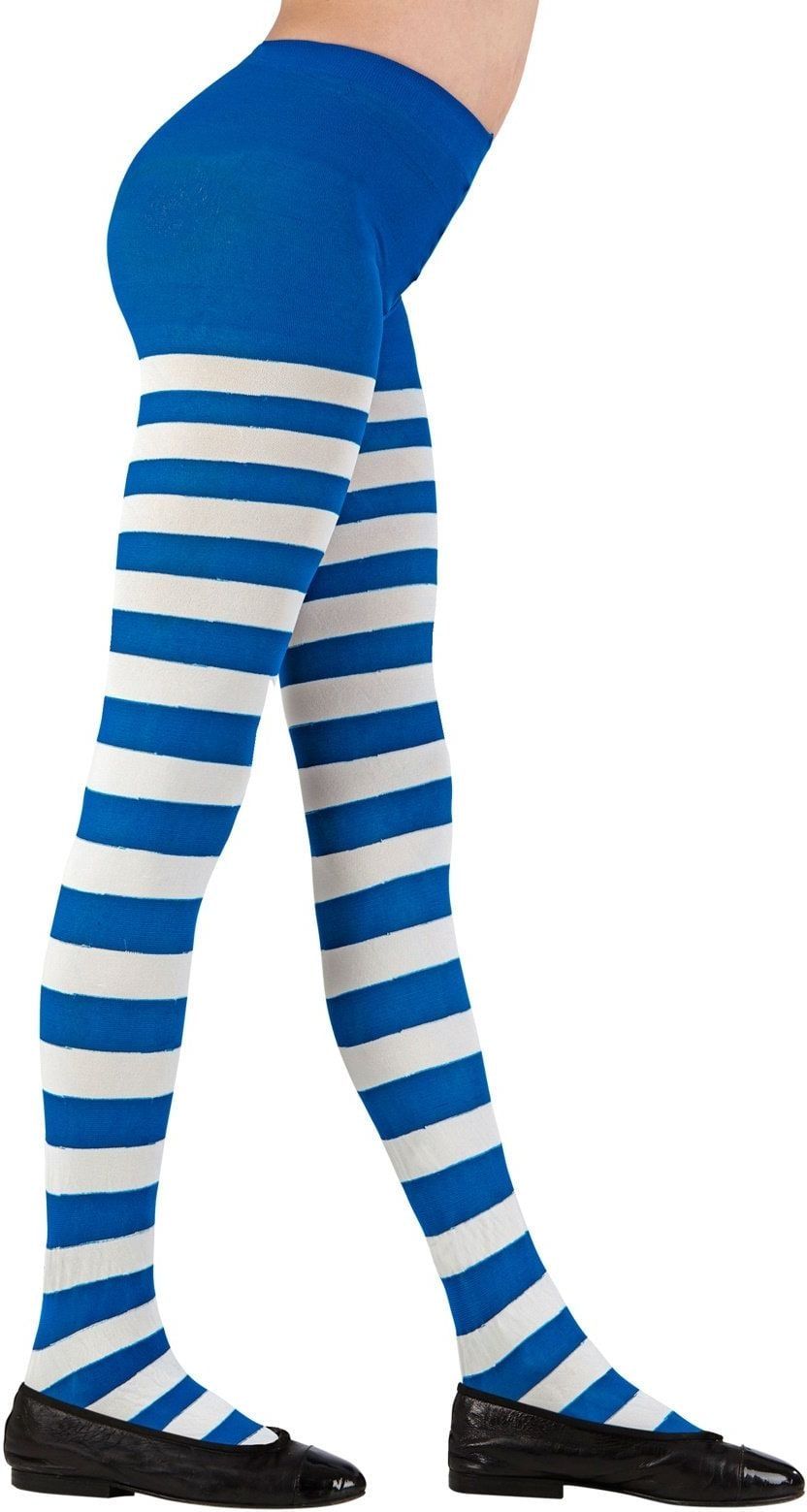Blauw Wit Gestreepte Panty Meisjes Carnaval