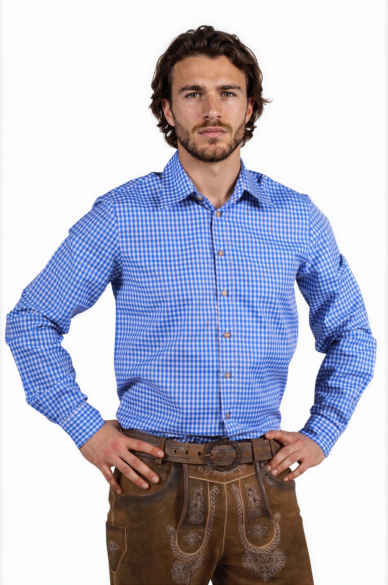 Blauw Wit Tiroler Overhemd Heren Oktoberfest