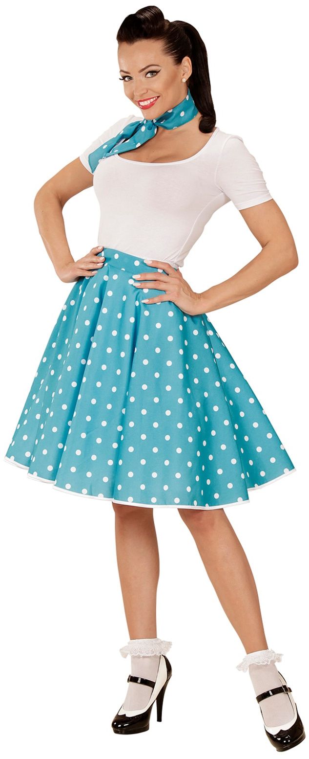 Blauwe 50's Rok met Nekband