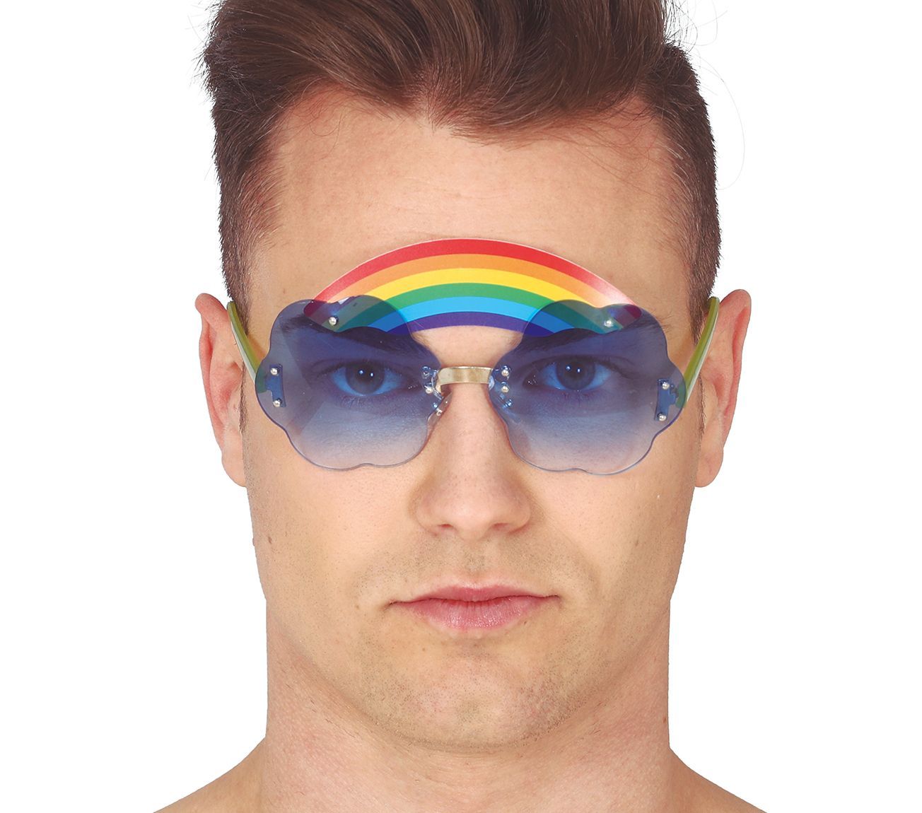 Blauwe bril met regenboog