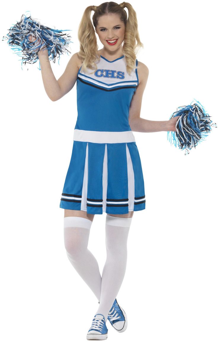 Blauwe dames cheerleader jurkje
