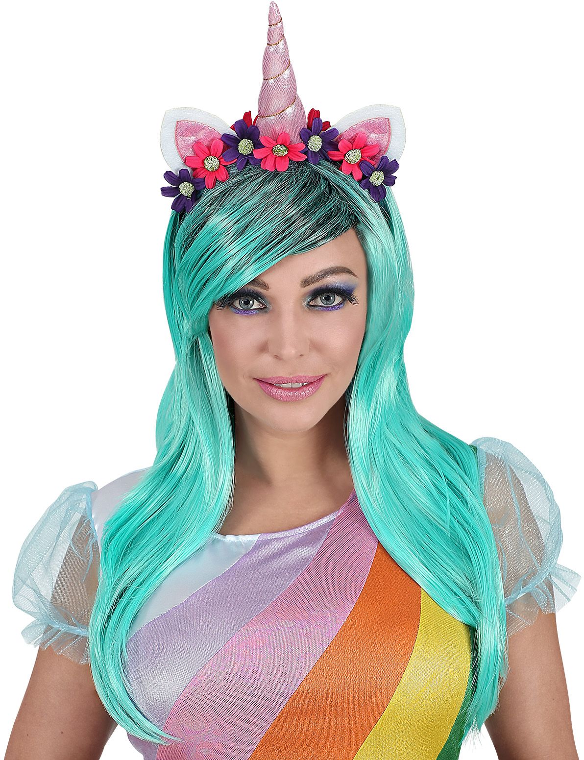 Blauwe Eenhoorn Pruik Dames