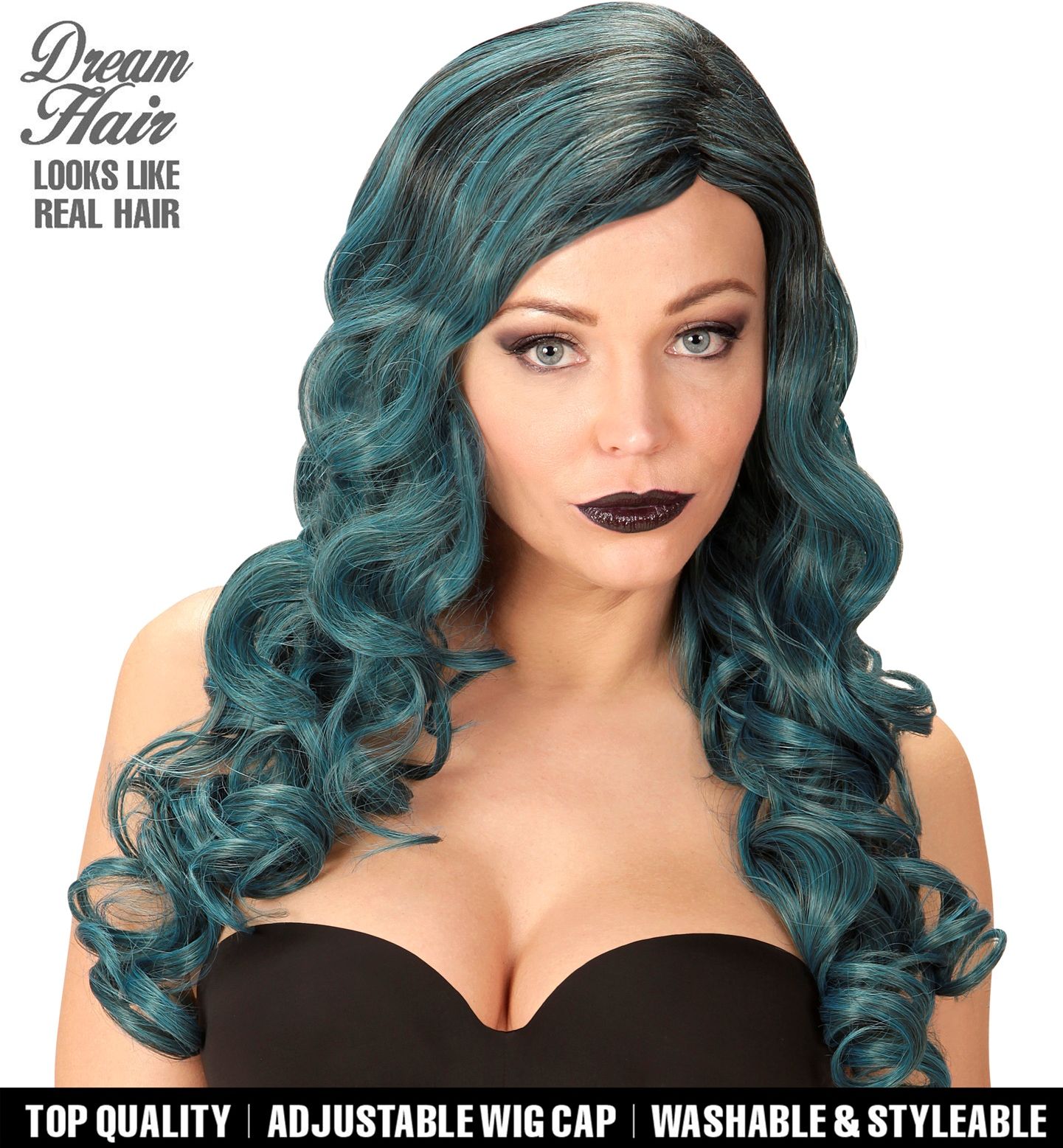 Blauwe Gekrulde Pruik