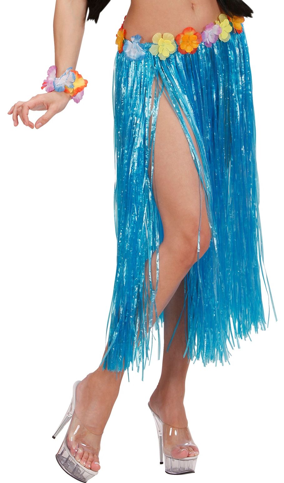 Blauwe Hawaii Midi Rok met Bloemen