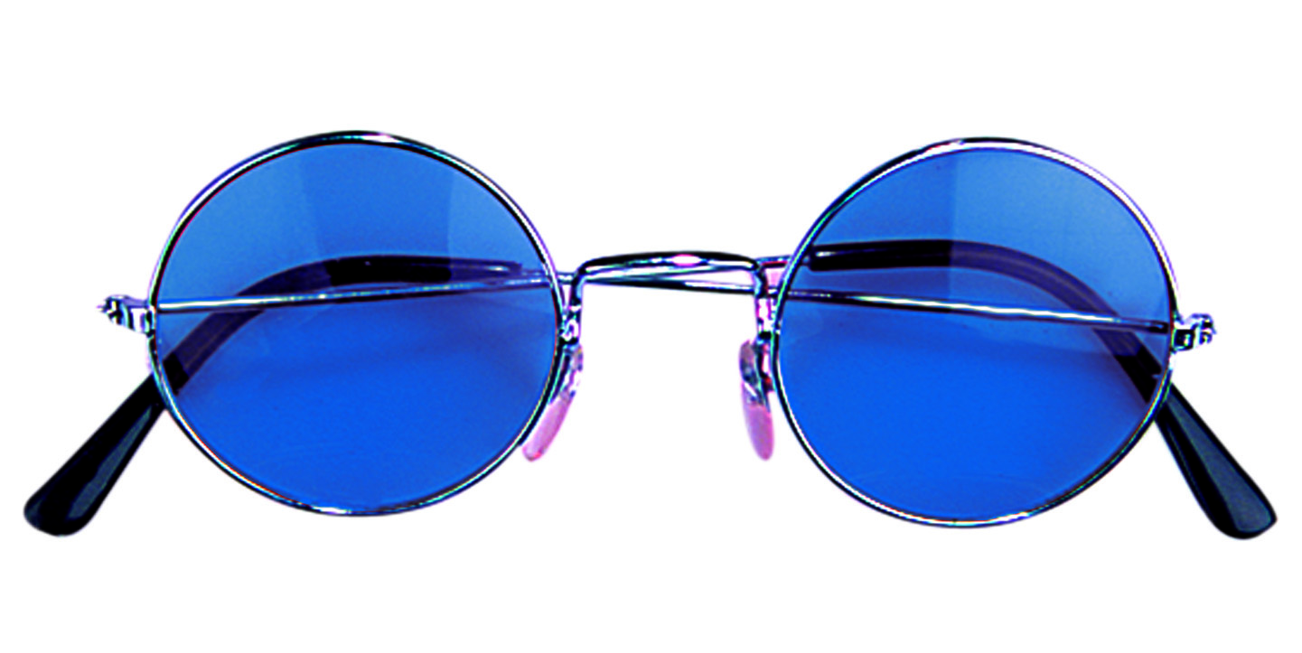 Blauwe hippie bril