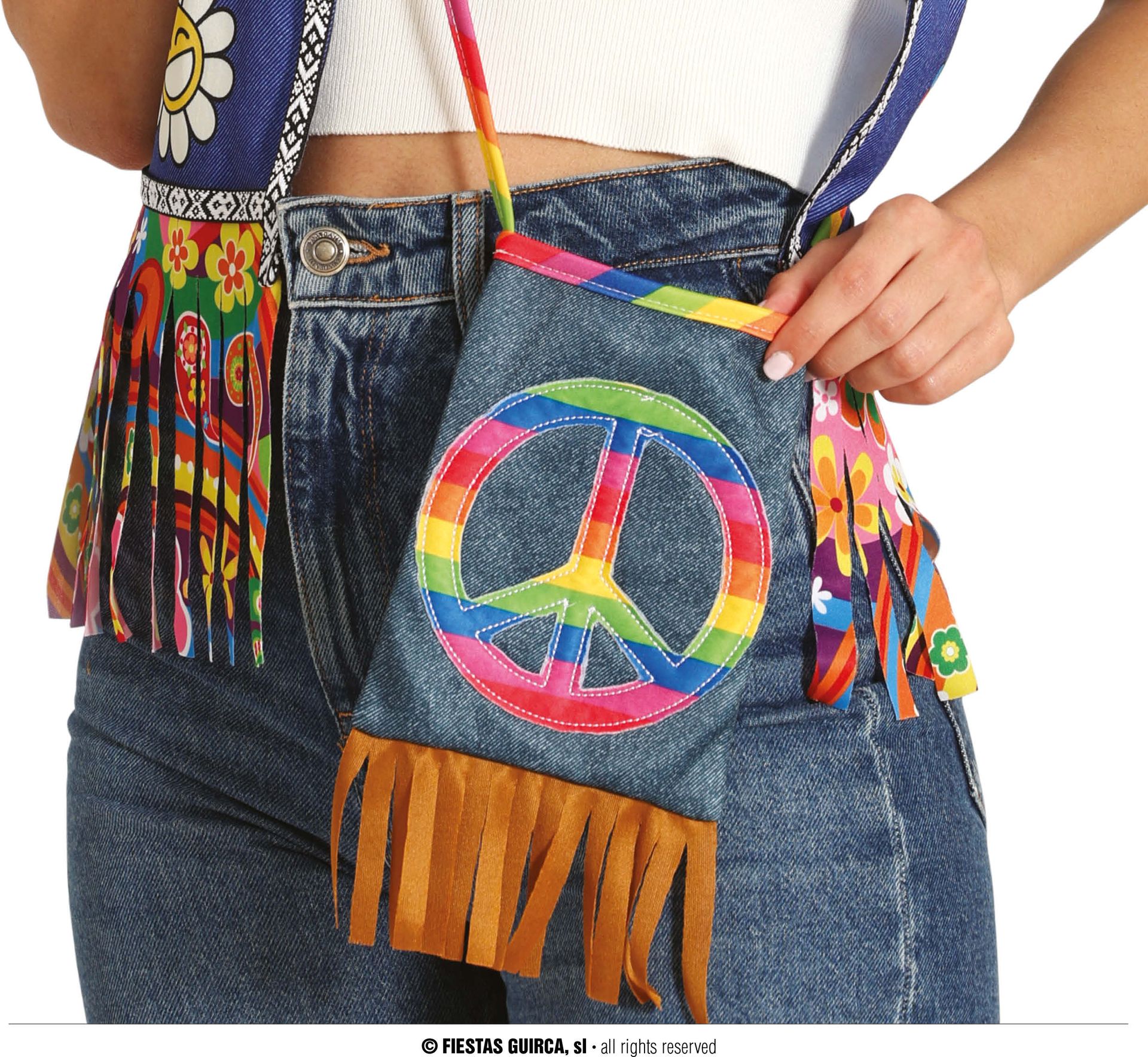 Blauwe Hippie Tas Multicolor 27X15cm