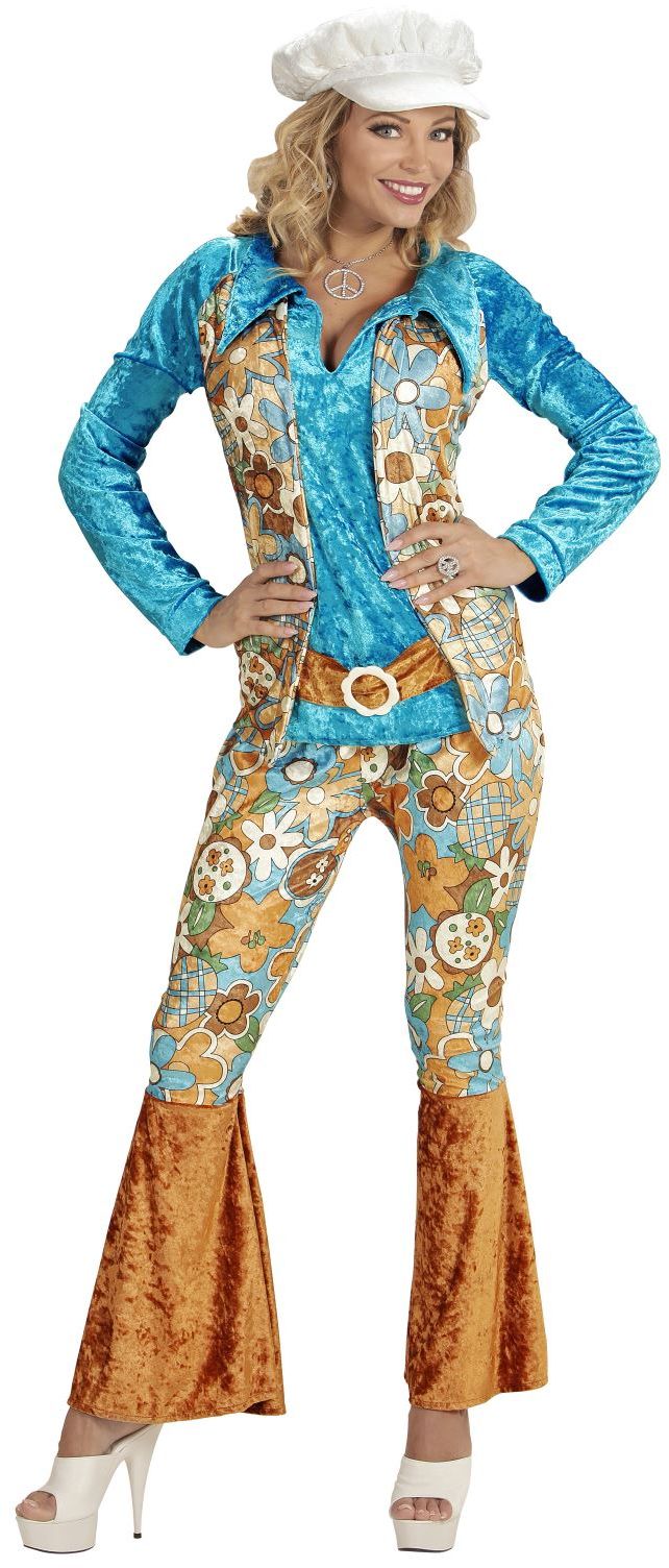 Blauwe Hippie Vrouw Kostuum