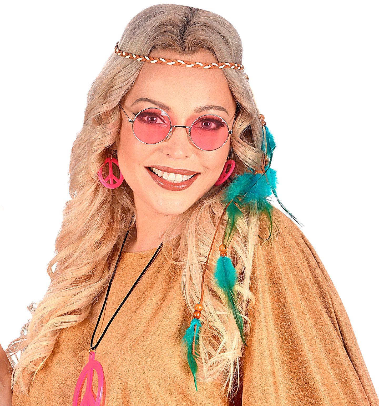 Blauwe Indianen Hoofdband met Veertjes