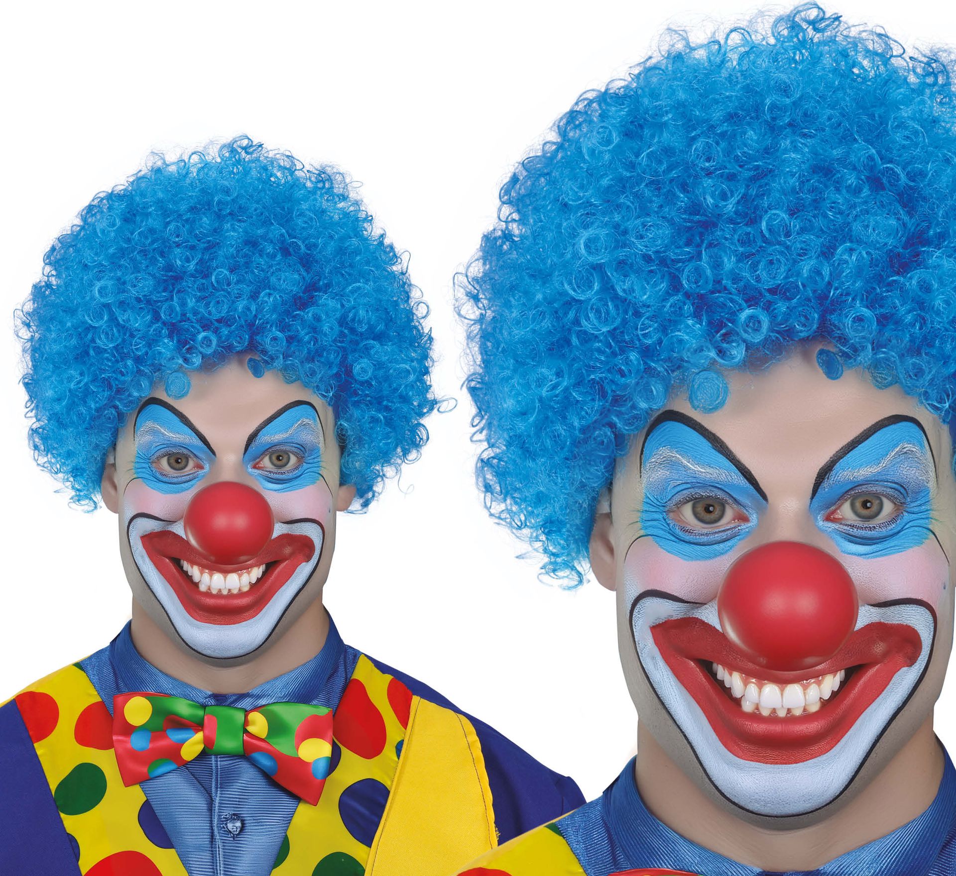 Blauwe Krullen Clownspruik