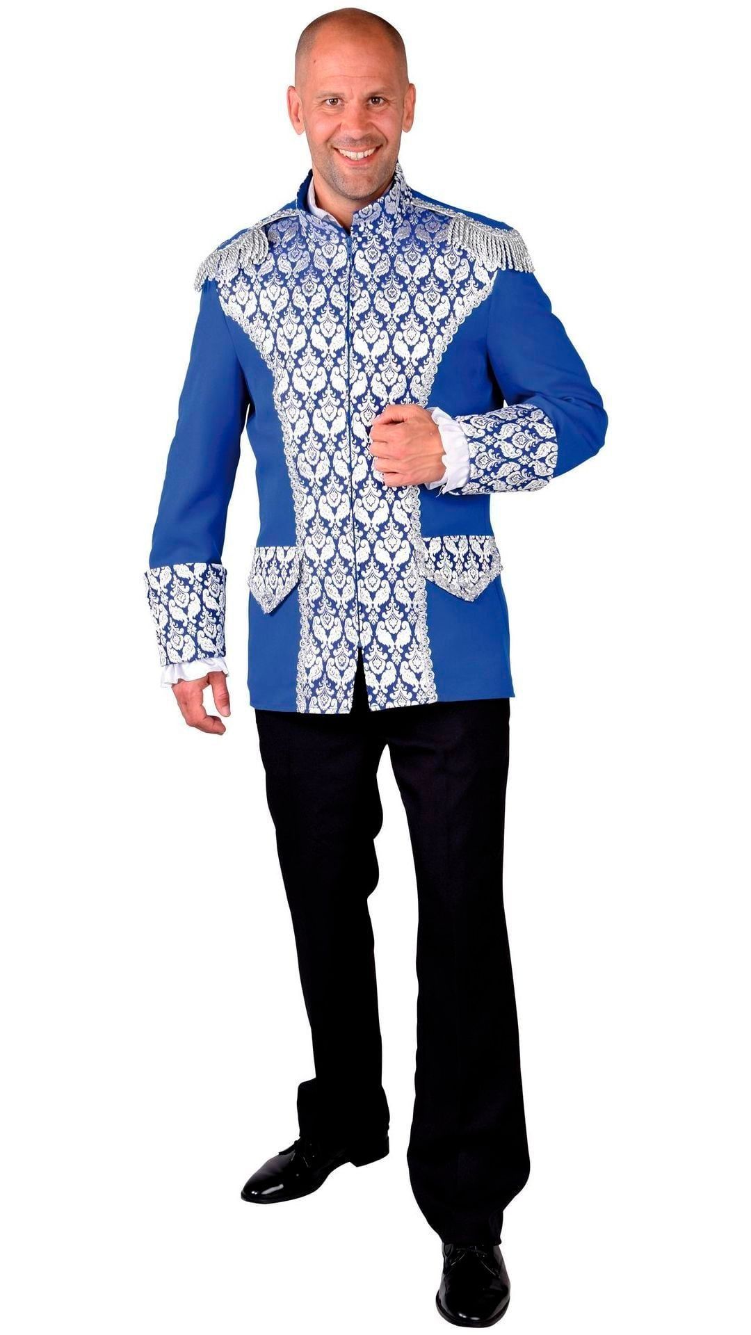 Blauwe Mantel Brokaat Heren