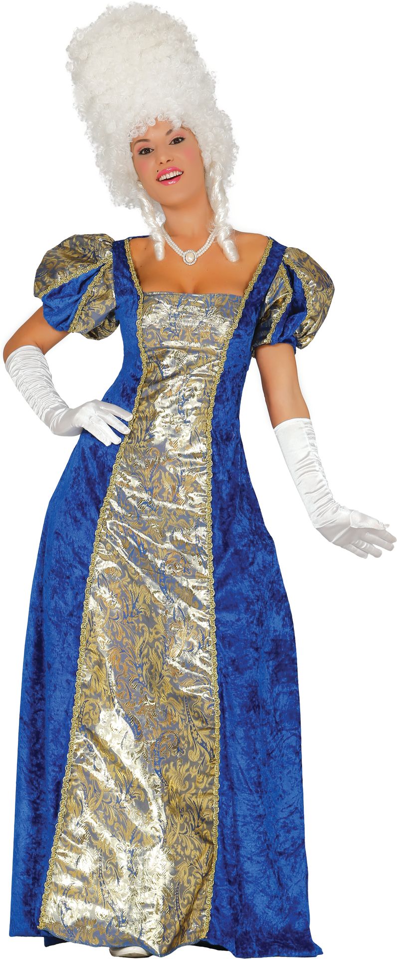 Blauwe markiezin jurk