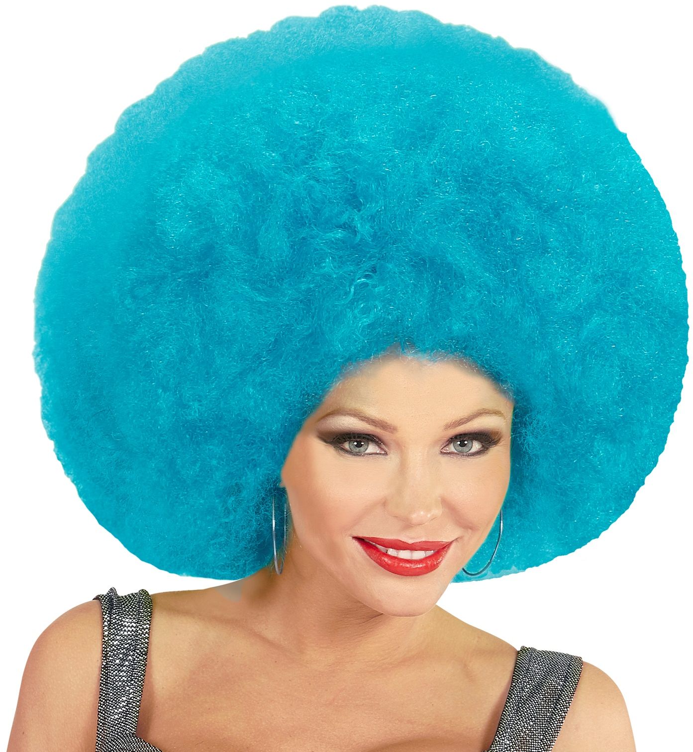 Blauwe Maxi Afro Pruik