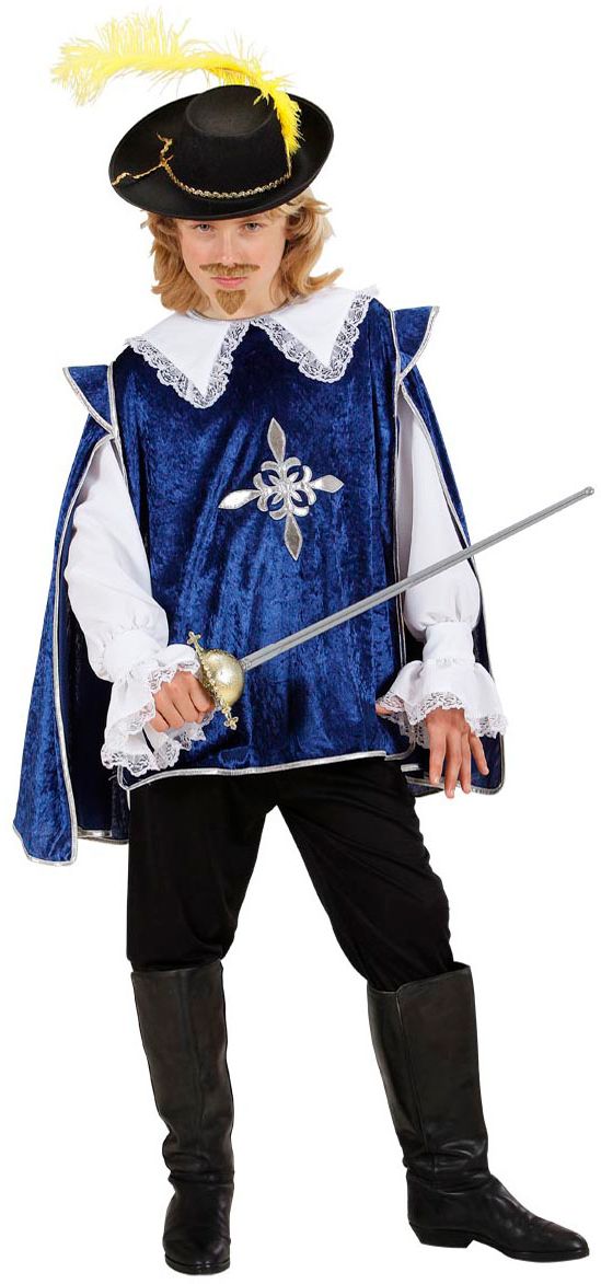 Blauwe musketier kostuum kind