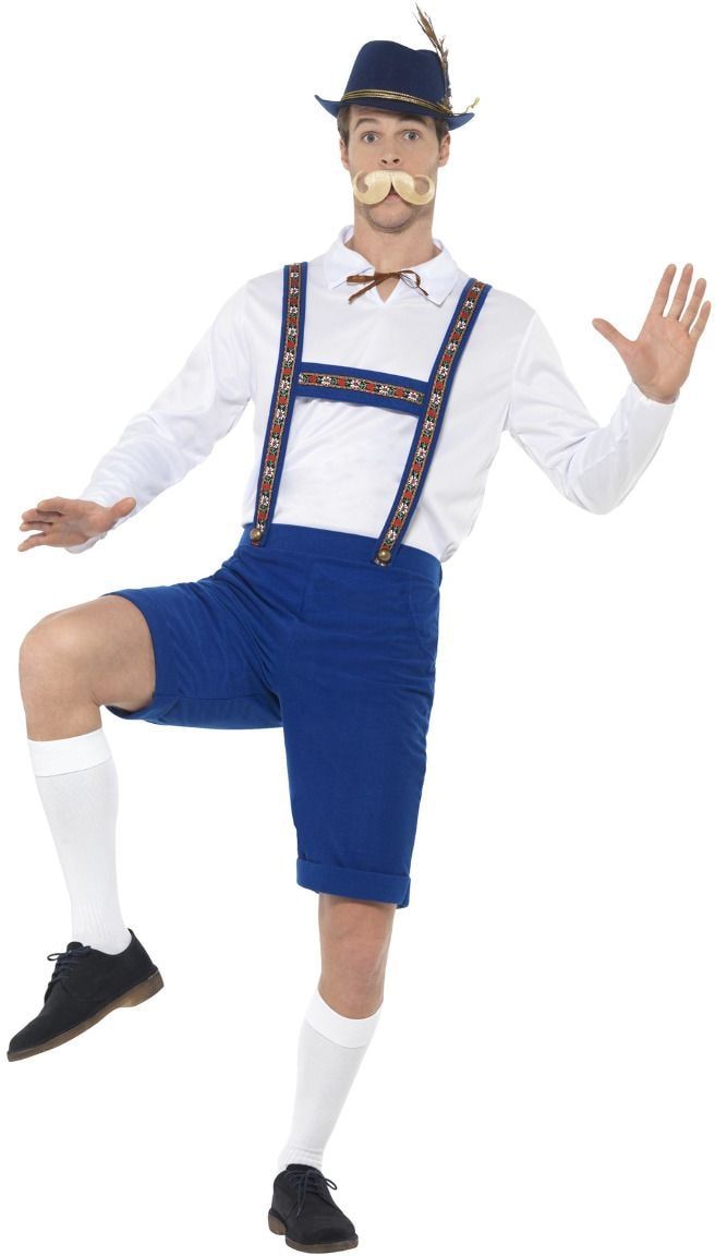 Blauwe Oktoberfest Lederhose Heren