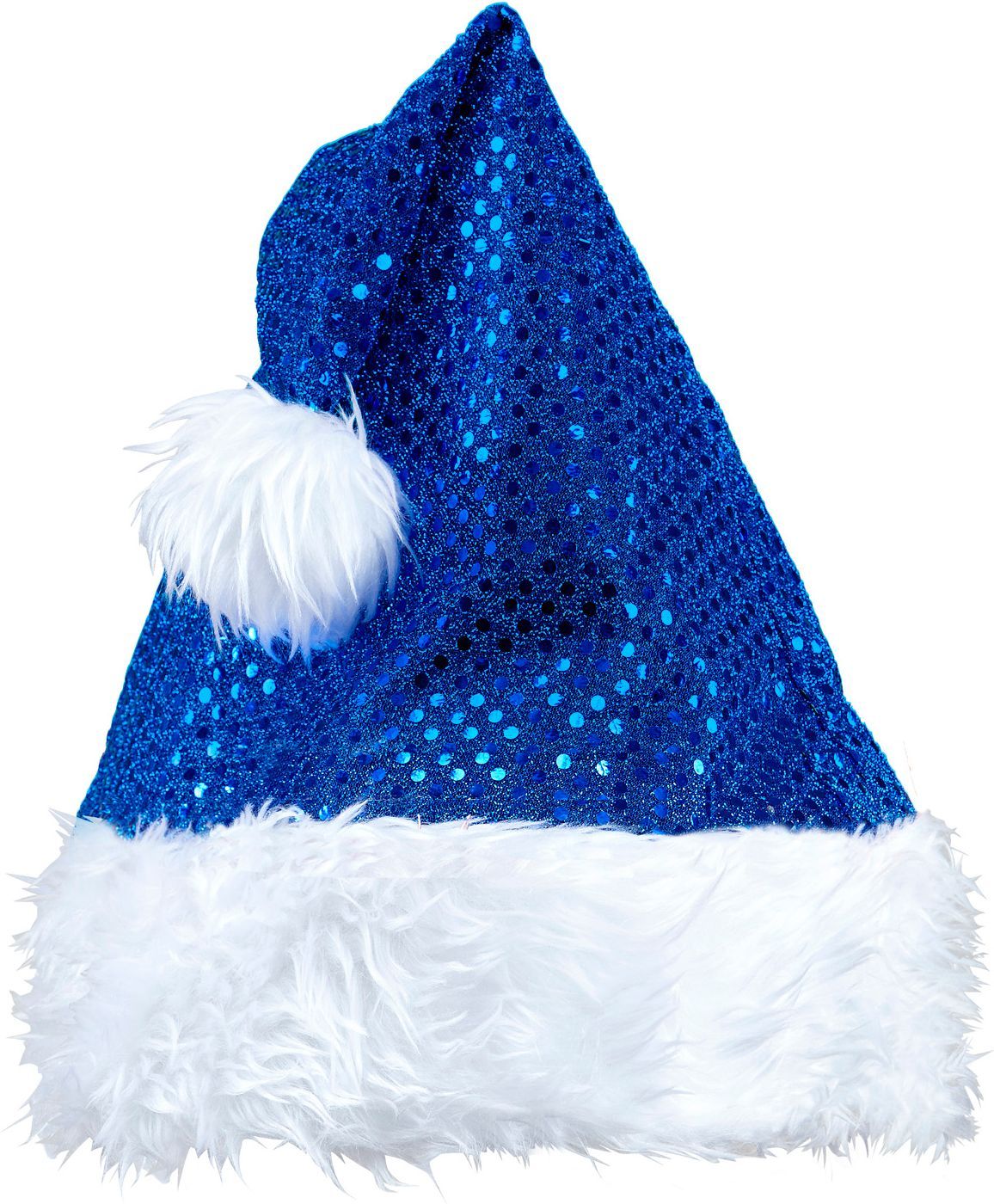 Blauwe Pailletten Kerstmuts